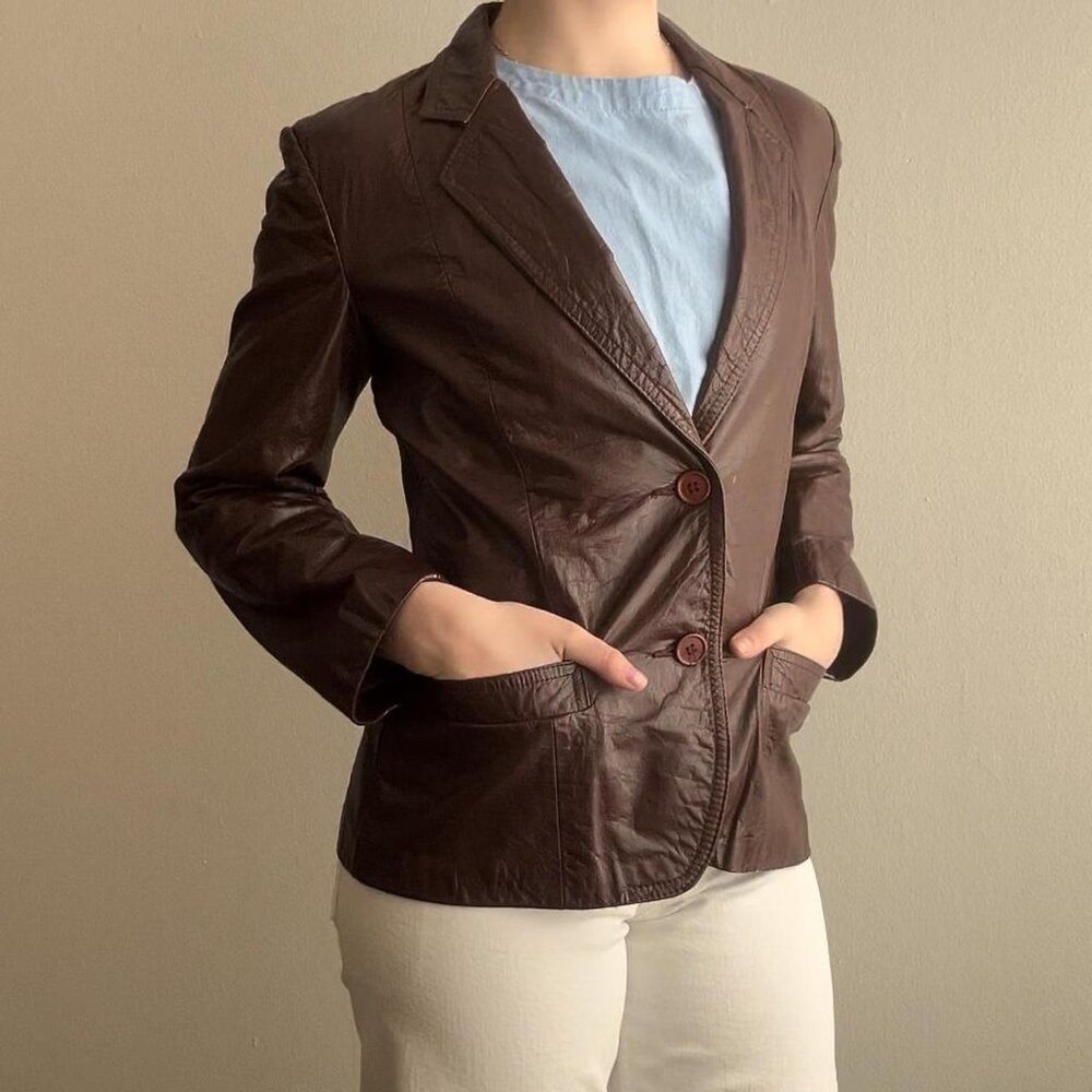 Foxxmor Women's Brown and Burgundy  Leather Jacket